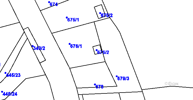 Parcela st. 676/2 v KÚ Šebrov, Katastrální mapa