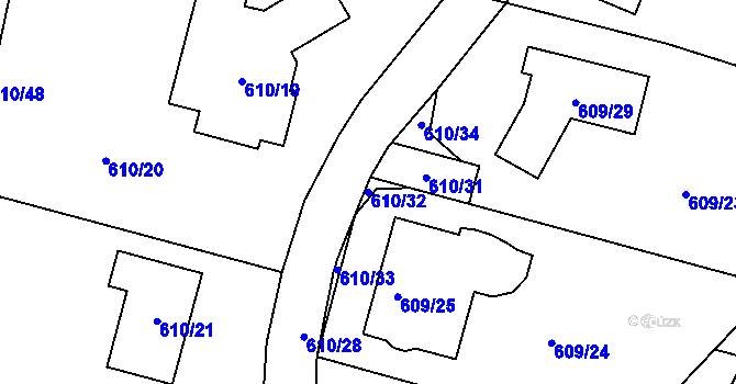 Parcela st. 610/32 v KÚ Šebrov, Katastrální mapa
