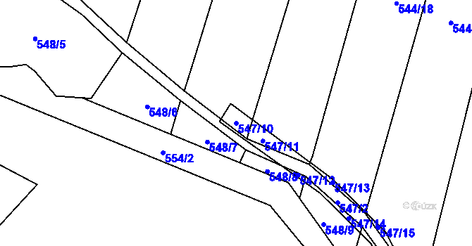 Parcela st. 547/10 v KÚ Šebrov, Katastrální mapa