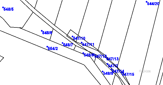 Parcela st. 547/11 v KÚ Šebrov, Katastrální mapa