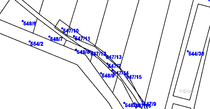 Parcela st. 547/13 v KÚ Šebrov, Katastrální mapa