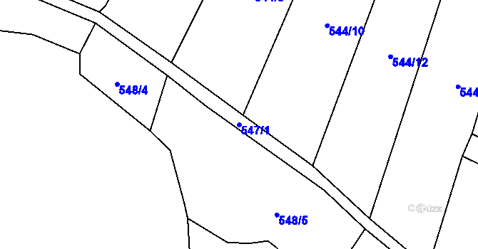 Parcela st. 547/1 v KÚ Šebrov, Katastrální mapa