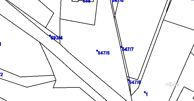 Parcela st. 547/5 v KÚ Šebrov, Katastrální mapa