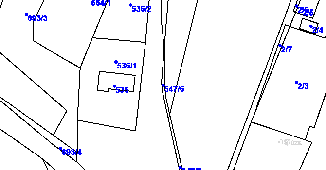 Parcela st. 547/6 v KÚ Šebrov, Katastrální mapa