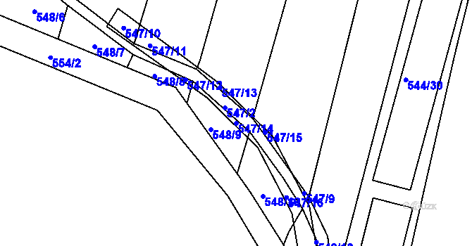 Parcela st. 547/14 v KÚ Šebrov, Katastrální mapa