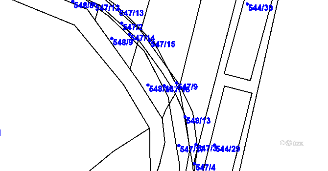 Parcela st. 547/16 v KÚ Šebrov, Katastrální mapa