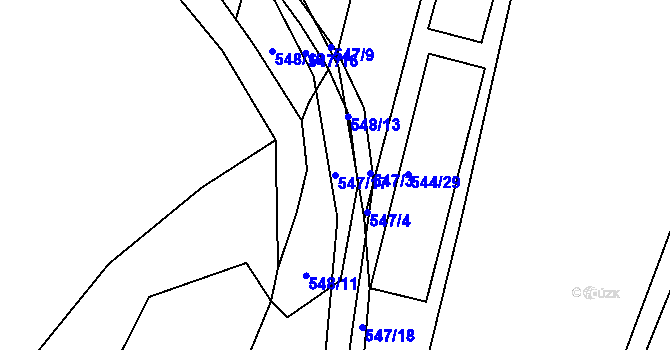 Parcela st. 547/17 v KÚ Šebrov, Katastrální mapa
