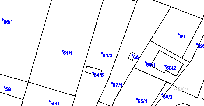 Parcela st. 61/3 v KÚ Šebrov, Katastrální mapa