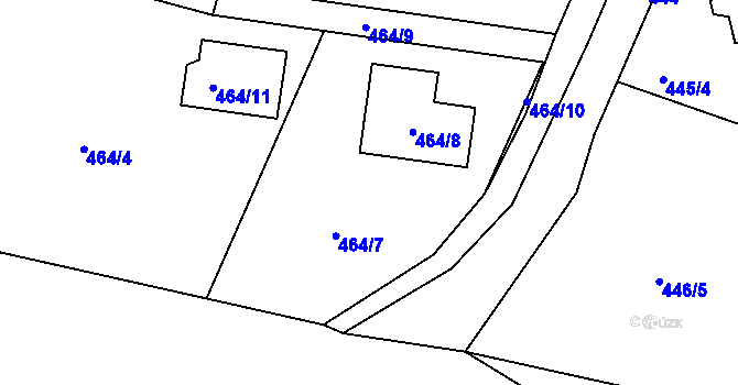 Parcela st. 464/7 v KÚ Šebrov, Katastrální mapa