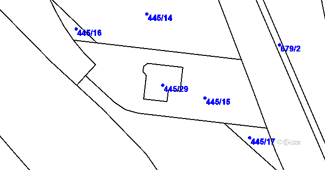 Parcela st. 445/29 v KÚ Šebrov, Katastrální mapa