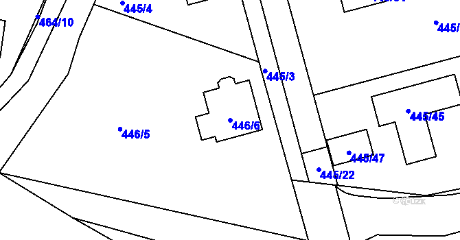 Parcela st. 446/6 v KÚ Šebrov, Katastrální mapa