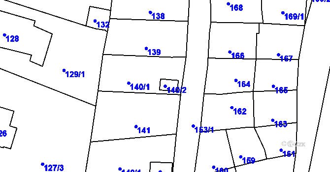 Parcela st. 140/2 v KÚ Šebrov, Katastrální mapa