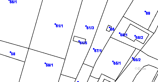 Parcela st. 61/5 v KÚ Šebrov, Katastrální mapa