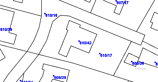 Parcela st. 610/42 v KÚ Šebrov, Katastrální mapa