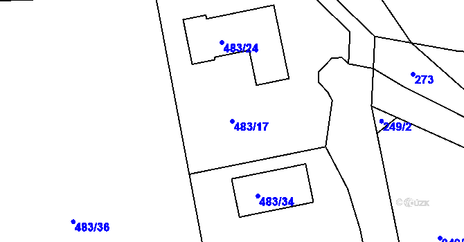 Parcela st. 483/17 v KÚ Šebrov, Katastrální mapa