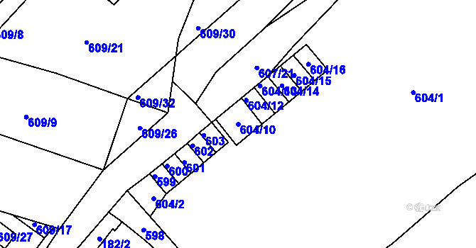 Parcela st. 604/10 v KÚ Šebrov, Katastrální mapa