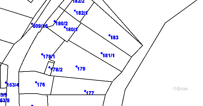 Parcela st. 181/1 v KÚ Šebrov, Katastrální mapa