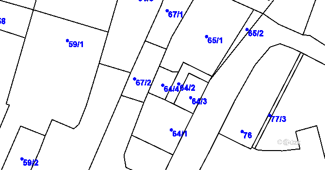 Parcela st. 64/4 v KÚ Šebrov, Katastrální mapa