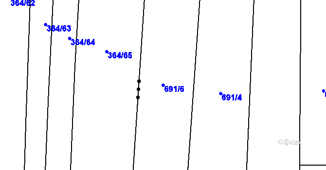 Parcela st. 691/6 v KÚ Šebrov, Katastrální mapa