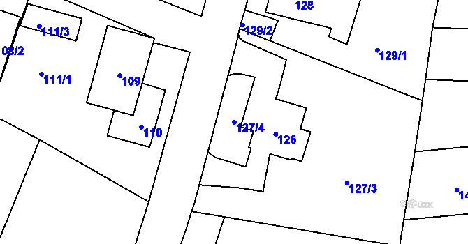 Parcela st. 127/4 v KÚ Šebrov, Katastrální mapa