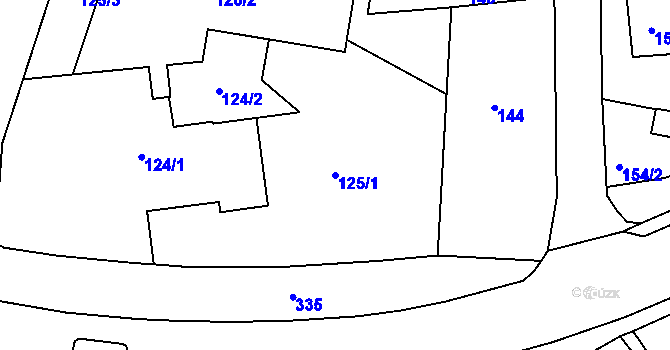 Parcela st. 125/1 v KÚ Šebrov, Katastrální mapa