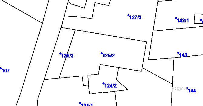 Parcela st. 125/2 v KÚ Šebrov, Katastrální mapa