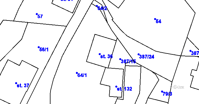 Parcela st. 36 v KÚ Šedivec, Katastrální mapa