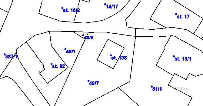 Parcela st. 108 v KÚ Šedivec, Katastrální mapa