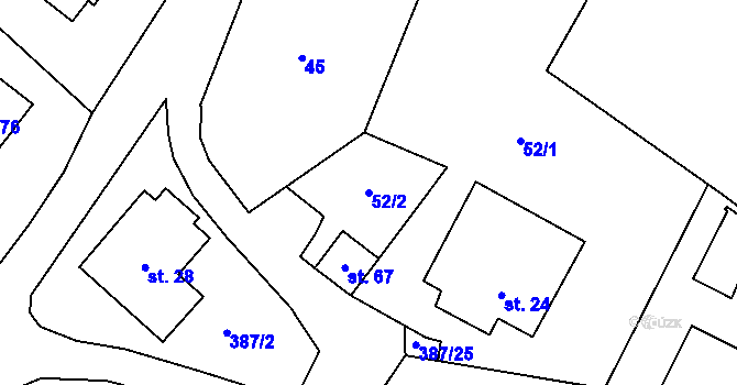 Parcela st. 52/2 v KÚ Šedivec, Katastrální mapa