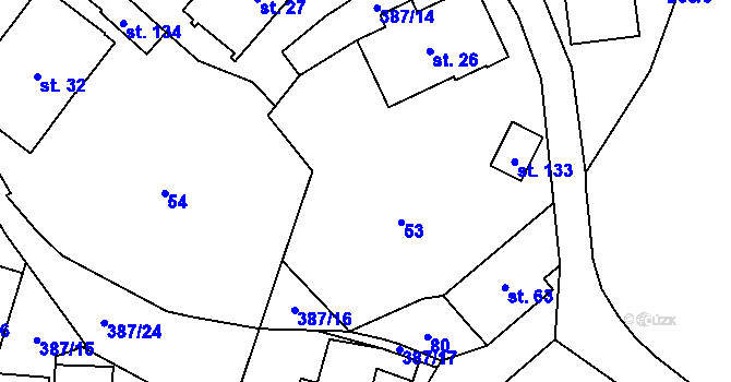 Parcela st. 53 v KÚ Šedivec, Katastrální mapa
