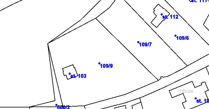 Parcela st. 109/8 v KÚ Šedivec, Katastrální mapa