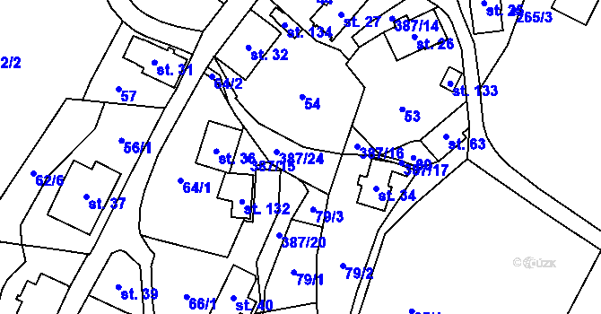 Parcela st. 387/1 v KÚ Šedivec, Katastrální mapa