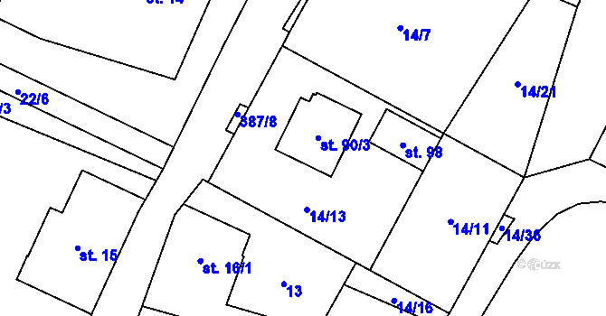 Parcela st. 90/2 v KÚ Šedivec, Katastrální mapa