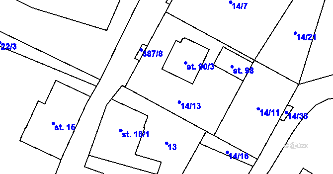 Parcela st. 90/3 v KÚ Šedivec, Katastrální mapa