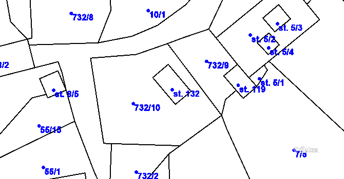 Parcela st. 132 v KÚ Pulovice, Katastrální mapa
