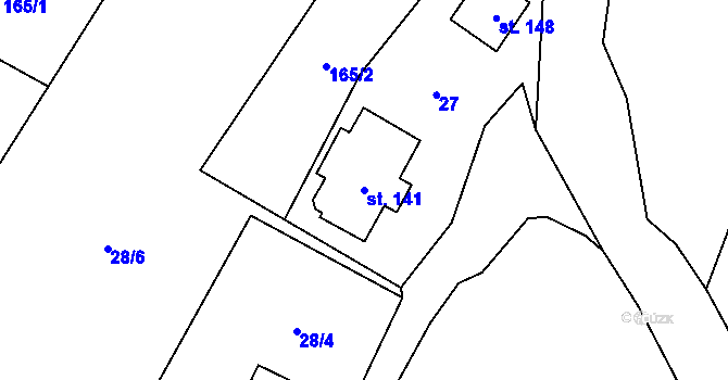 Parcela st. 141 v KÚ Pulovice, Katastrální mapa