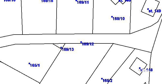 Parcela st. 169/12 v KÚ Pulovice, Katastrální mapa