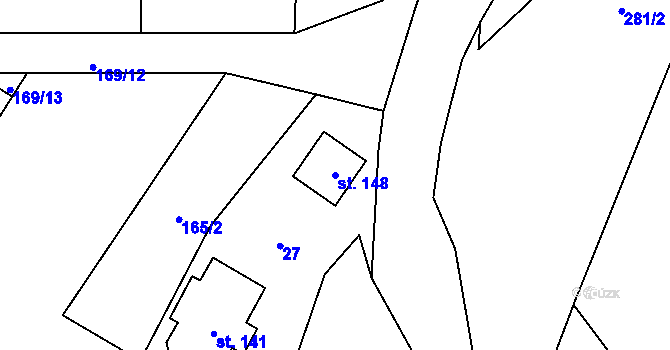 Parcela st. 148 v KÚ Pulovice, Katastrální mapa