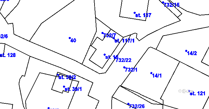 Parcela st. 16 v KÚ Pulovice, Katastrální mapa