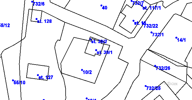 Parcela st. 39/1 v KÚ Pulovice, Katastrální mapa