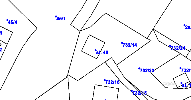 Parcela st. 40 v KÚ Pulovice, Katastrální mapa