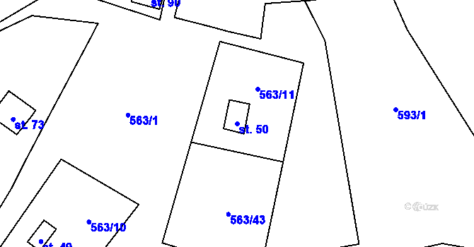 Parcela st. 50 v KÚ Pulovice, Katastrální mapa