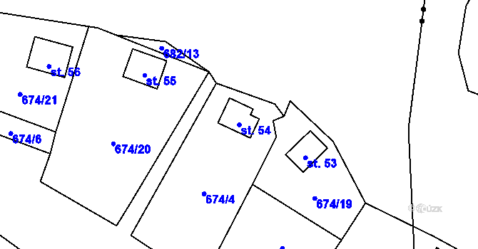 Parcela st. 54 v KÚ Pulovice, Katastrální mapa