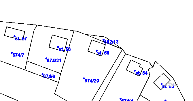 Parcela st. 55 v KÚ Pulovice, Katastrální mapa