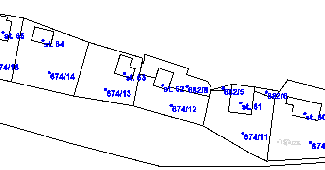Parcela st. 62 v KÚ Pulovice, Katastrální mapa