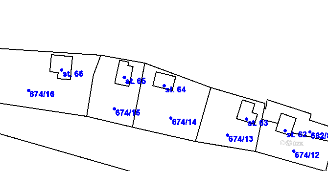 Parcela st. 64 v KÚ Pulovice, Katastrální mapa