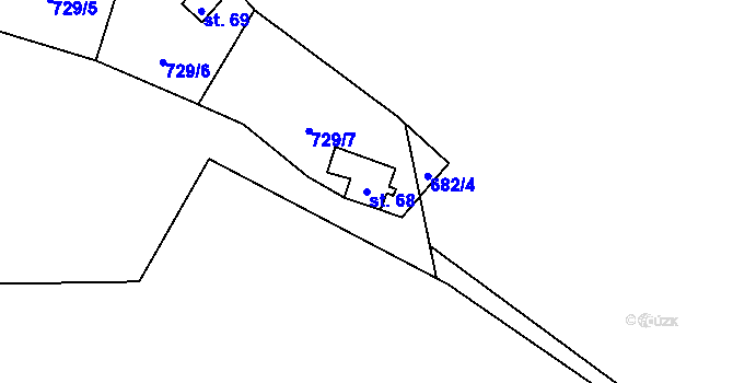 Parcela st. 68 v KÚ Pulovice, Katastrální mapa