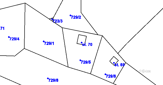 Parcela st. 70 v KÚ Pulovice, Katastrální mapa
