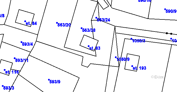 Parcela st. 83 v KÚ Pulovice, Katastrální mapa