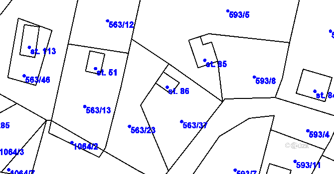 Parcela st. 86 v KÚ Pulovice, Katastrální mapa